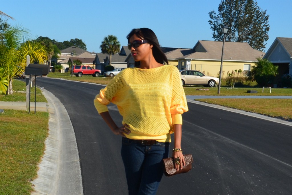Mina Slater Wearing Mustard Yellow Sweater From Oasap